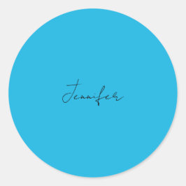 書エレガント面のシンプル名（青） ラウンドシール