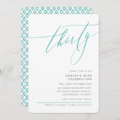 書エレガント30ミニマル番パーティーミント 招待状 (正面/裏面)