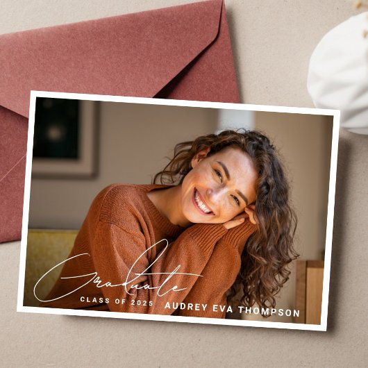 書カジュアル卒業生2枚フォト招待状 招待状