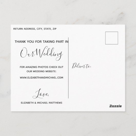 書カスタム文字結婚写真感謝していの ポストカード