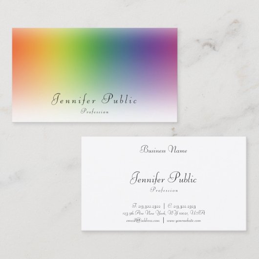 書カラフルモダンきテンプレート美しいサロン 名刺 (正面/裏面)