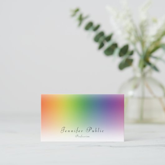 書カラフルモダンきテンプレート美しいサロン 名刺 (スタンド正面)