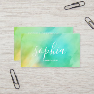 書ガーリーモダン字スクリプト明るい水色 名刺