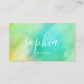 書ガーリーモダン字スクリプト明るい水色 名刺 (正面)