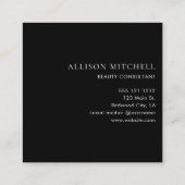 書ガーリー道ミニマリストブラック スクエア名刺 (裏面)