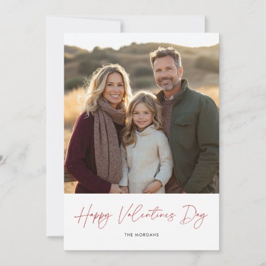 書クラシックのバレンタインデー家族写真 シーズンカード (正面)