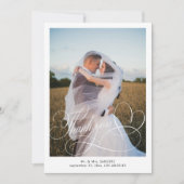 書クラシック跡の結婚写真 サンキューカード (正面)