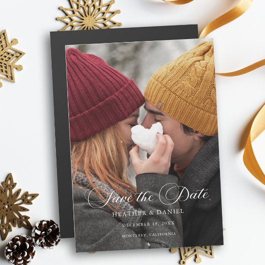 書クラシック道写真結婚式の日付を保存 マグネット招待状