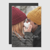 書クラシック道写真結婚式の日付を保存 マグネット招待状 (正面/裏面)