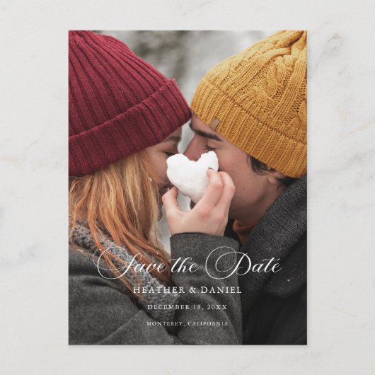 書クラシック道写真結婚式の日付を保存 案内ポストカード (正面)