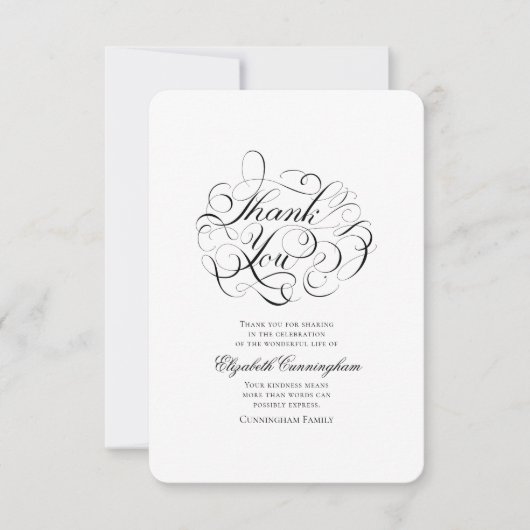 ·書クラシック道記シンプル念碑 サンキューカード (正面)