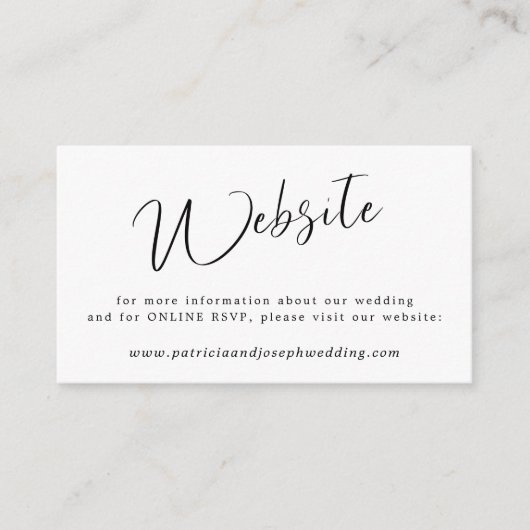 書シンプルエレガントの結婚ホームページ エンクロージャーカード (正面)