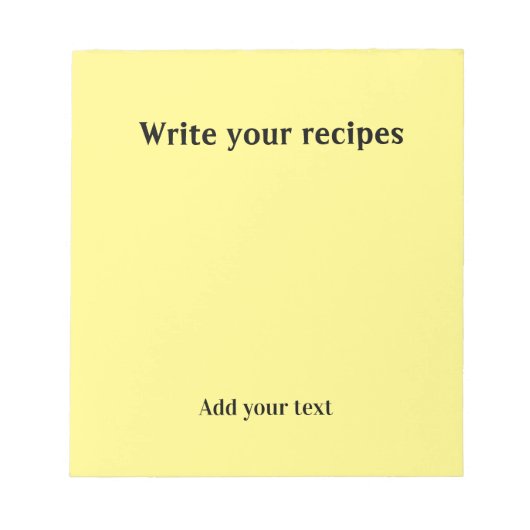 書シンプルレシピ黄色 ノートパッド (正面)