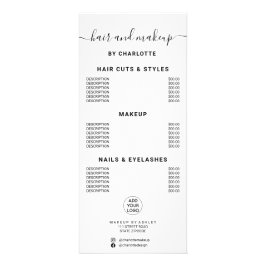 書シンプル字毛化粧サロン ラックカード