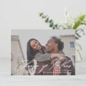 書シンプル道の写真結婚の計画の変更 案内状 (スタンド正面)