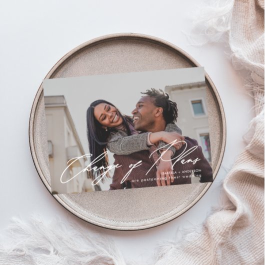 書シンプル道の写真結婚の計画の変更 案内状