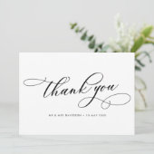 書シンプル道の白黒結婚の サンキューカード (スタンド正面)