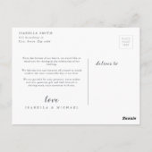 書シンプル道の素朴な結婚写真の感謝していユーザ ポストカード (裏面)