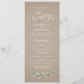 書シンプル道の素朴な緑の結婚式 プログラム (正面)