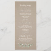 書シンプル道の素朴な緑の結婚式 プログラム (裏面)