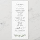 書シンプル道の素朴な緑の結婚式 プログラム (裏面)