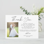 書シンプル道エレガント2枚結婚写真 サンキューカード (スタンド正面)
