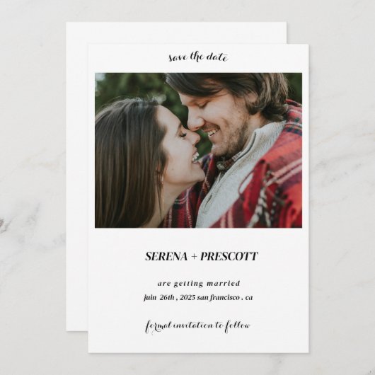 書シンプル道ミニマル写真保存 セーブザデート (正面/裏面)