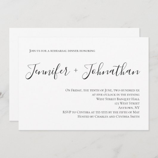 書シンプル道リハーサルのディナー招待状 招待状 (正面/裏面)