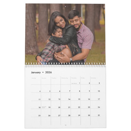 書シンプル道写真コラージュ独自の作成 カレンダー (1月 2026)