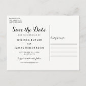 書シンプル道写真結婚式の日付を保存 案内ポストカード (裏面)