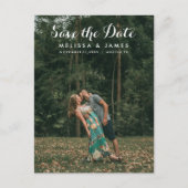 書シンプル道写真結婚式の日付を保存 案内ポストカード (正面)