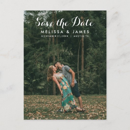 書シンプル道写真結婚式の日付を保存 案内ポストカード (正面)