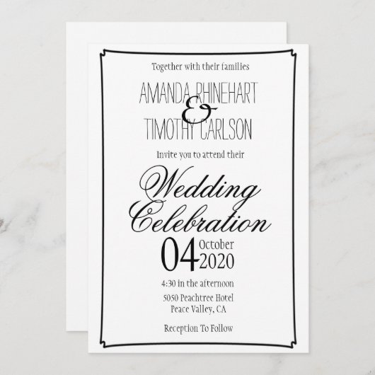 書シンプル道結婚式招待状 招待状 (正面/裏面)