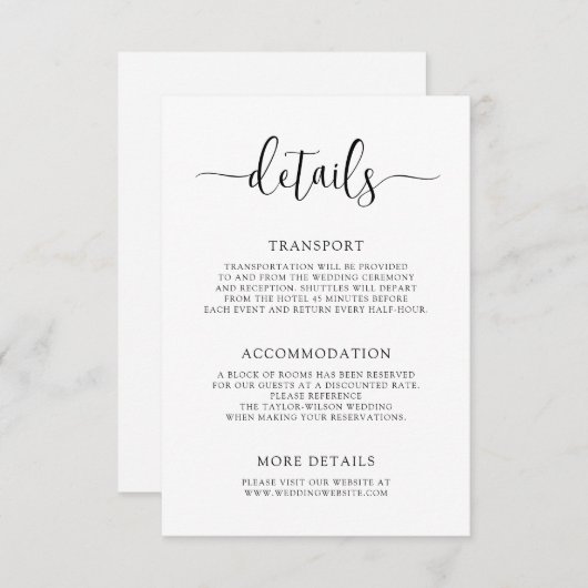 書スタイリッシュモダンの結婚詳細 エンクロージャーカード (正面/裏面)