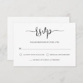 書スタイリッシュモダン道白黒結婚の 出欠カード (正面/裏面)