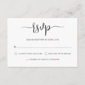 書スタイリッシュモダン道白黒結婚の 出欠カード (正面)