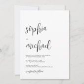 書スタイリッシュモダン道白黒結婚の 招待状 (正面)