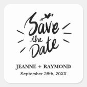 書スタイリッシュ式結婚式の日付の保存 スクエアシール (正面)