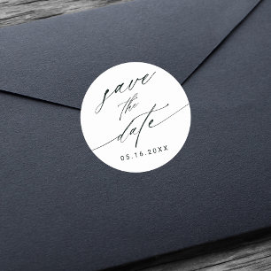 書スタイリッシュ式結婚式の日付の保存 ラウンドシール