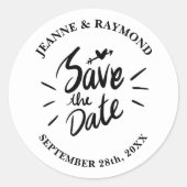 書スタイリッシュ式結婚式の日付の保存 ラウンドシール (正面)