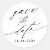 書スタイリッシュ式結婚式の日付の保存 ラウンドシール (正面)