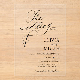 書スタイリッシュ書エレガント白黒結婚文字 アクリル招待状