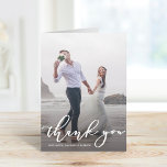 書スタイリッシュ跡の結婚台本の写真 サンキューカード<br><div class="desc">シンプルとスタイリッシュ結婚のサンキューカード感謝してい新しい生活を救済祝愛する人々！!カスタマイズサンキューカードは自分の文字とお気に入りのの写真と結婚一緒に。</div>