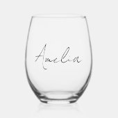 書スタイリッシュ跡モノグラム ステムなしワイングラス (正面)