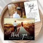書スタイリッシュ跡2写真結婚サンキューカード サンキューカード<br><div class="desc">モダンエレガントBoho Chic Writhic結婚の2枚の写真サンキューカード。写真スタイリッシュシンプル結婚感謝していは、上の手のレタリングタイポグラフィスクリプトの文字「ありがとう」で前面に完全な垂直写真とののスクリプトを取り上げて、の反対側の1つ(1)の写真とプリメイドの白のメッセージを切り替える。2枚の写真が入った両面カード。簡単にパーソナライズ詳細とメッセージ。ノートもしを手書きしたい場合は、サンプル文字を削除して宇宙を増やす。おもしし救済まは合わせ品連絡が欲しい！</div>