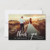 書スタイリッシュ跡2写真結婚サンキューカード サンキューカード (正面)