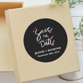 書スタイリッシュ道の結婚黒日付を保存 ラウンドシール
