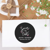 書スタイリッシュ道の結婚黒日付を保存 ラウンドシール