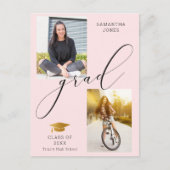 書スタイリッシュ道パーソナライズされた2フォトピンクグラード 案内ポストカード (正面)