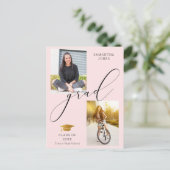 書スタイリッシュ道パーソナライズされた2フォトピンクグラード 案内ポストカード (スタンド正面)